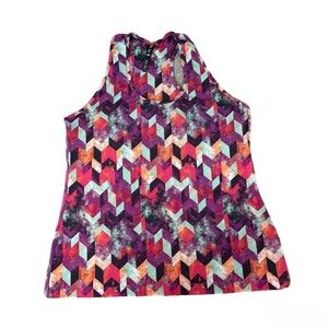 Lukka Pink and Purple Graphic Sleeveless Tank Top